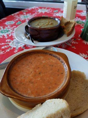 Perfect day for tomato basil and split pea.