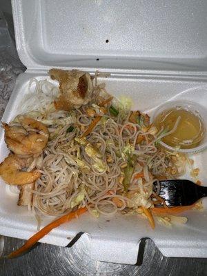 Crappy shrimp noodle salad with egg roll....the egg roll was the best thing on the plate. So disappointed