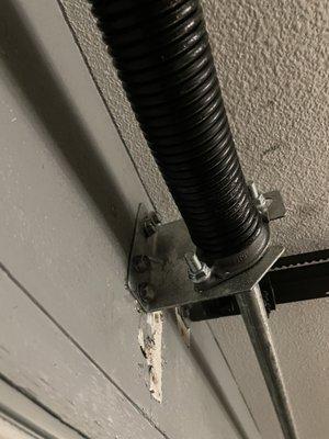 Left holes in the wall and the bolts are improperly screwed in and on top of one another