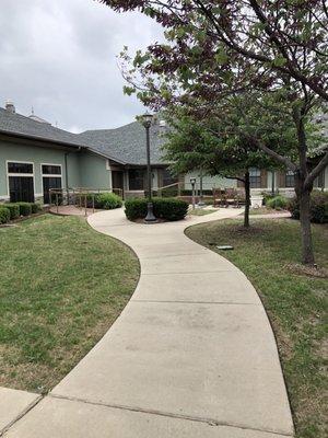 One of 2 outdoor sitting areas