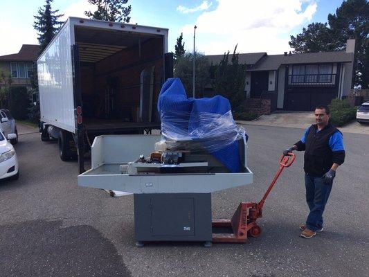 Moving a 2000lb CNC Machine for Rural Power Systems in Hayward CA