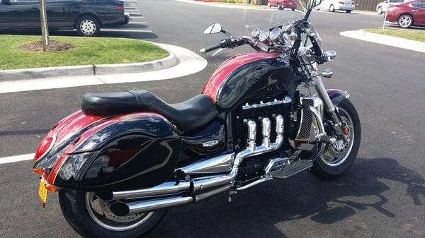 This 2006 2300cc Triumph Rocket III is meticulously maintained by Rick and his team at RnR Cycles.