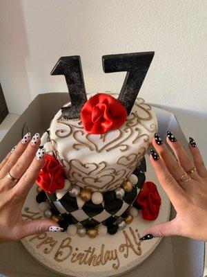 Nails to match the theme of cake