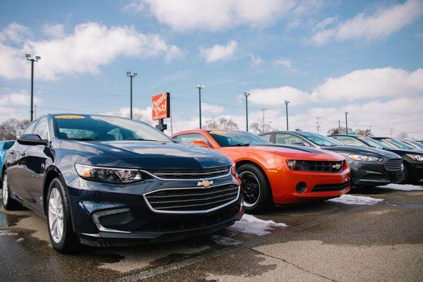 Chevys on the lot at Best Buy Used Cars