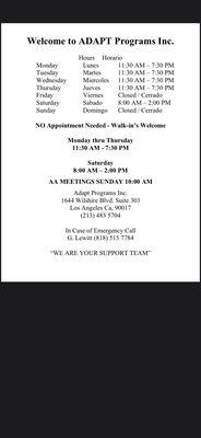 New business hours and no appointment needed to enroll very convenient!