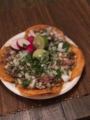 Birria tacos enchilados