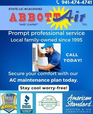 Support local, make the call today to sign up for an affordable maintenance plan. #airconditioner #MaintenancePlan #portcharlotteflorida