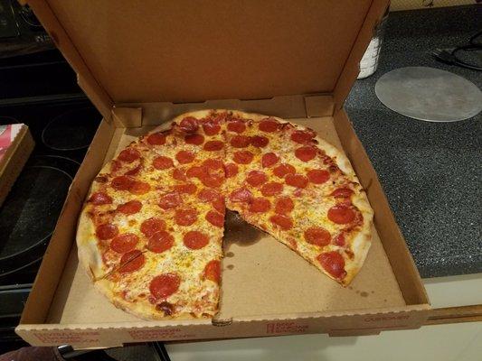 Large Pepperoni pizza