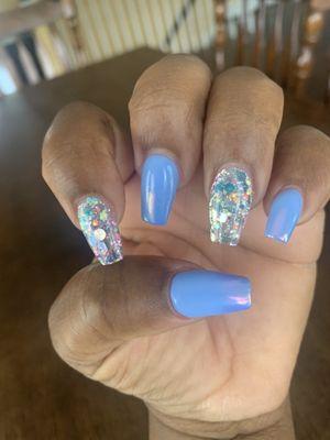 New Full Acrylic Set of Nails with Glitter