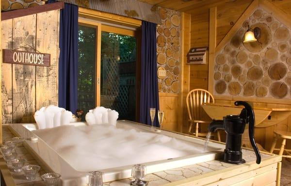 Relaxing whirlpools for two and we even provide the bubble bath for mounds of bubbles!