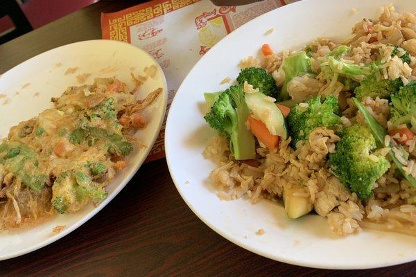 Vegetable Fried Rice and Vegetable Egg Foo. Very delicious.