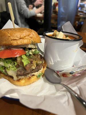 Homelander burger and soup