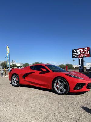 Chevy Corvette 2023 C8 70th Edition Sting Ray came in for complete tint.