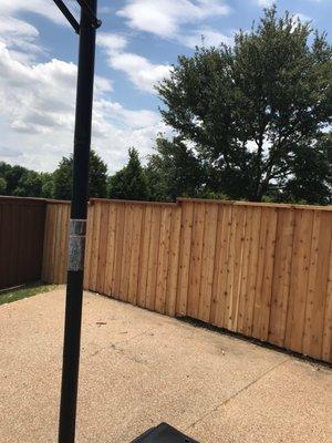 Front side gate board on board western red cedar pickets by Asian garden and irrigation by design contractor