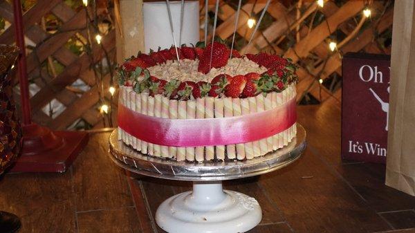 Strawberries and cream birthday cake.