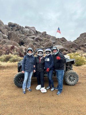 SxS riding in Vegas with Harley and Ryan.  Notice Birthday Girl with special shoes on her feet!