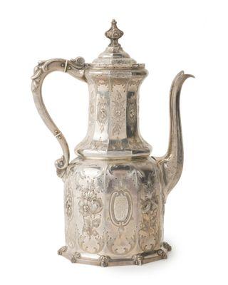 Auction Preview:
 The Traditional Collector--Sunday, July 21, 2019
 
 Lot #55, A Gothic Revival Ball, Black & Co. silver coffee pot,