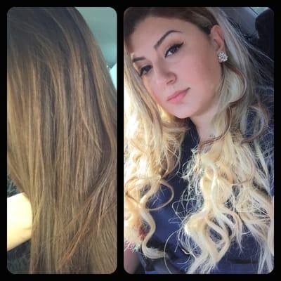 Before and after brunette to blonde