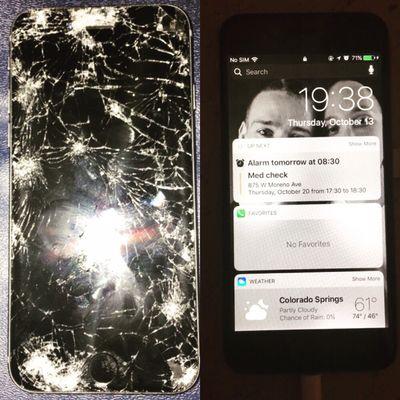 An iPhone 6s that wiped out trying to surf on top of a vehicle!