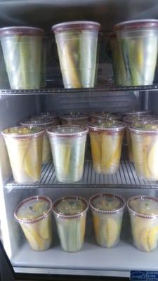 You can find fresh fruit cups to go here....