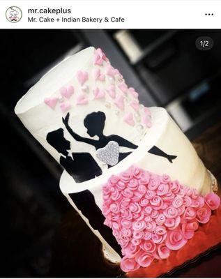 2 tier custom Anniversary or engagement cake