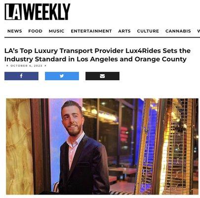 LA weekly News about Lux4rides.com