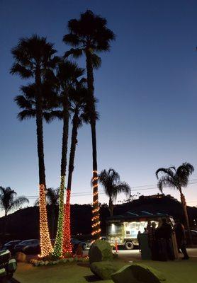 Nice trees and a taco truck outside the saloon