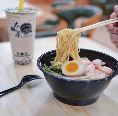 Tai Chi original and miso ramen with shrimp.