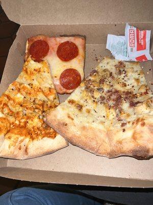 Buffalo pizza and chicken bacon