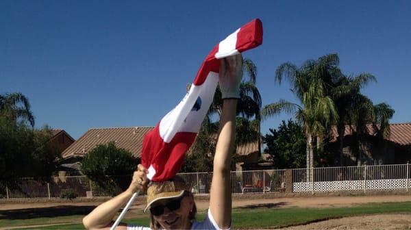 Noisy cat in the hat flags!