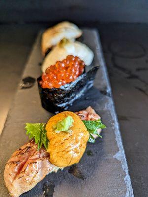 Wagyu with uni, ikura