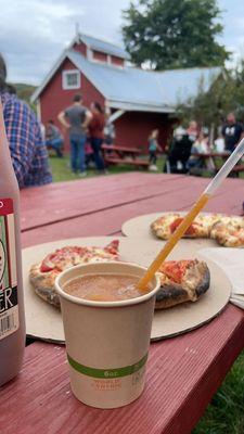 Apple Cider slush ( who ever created this is a gem ) & brick oven pizza