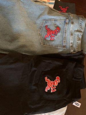 Custom logo on jeans....