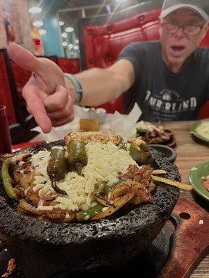 Molcajete-big boiling bowl of Yum Spectacular!! Best Mexican food I've ever had! A must!