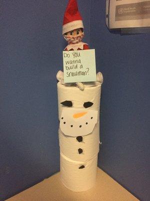 We never know what our office elf will do next !