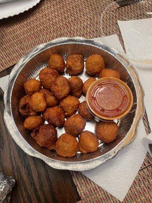 2 orders of fried mushrooms - $6.99 each - $14 total for what's pictured