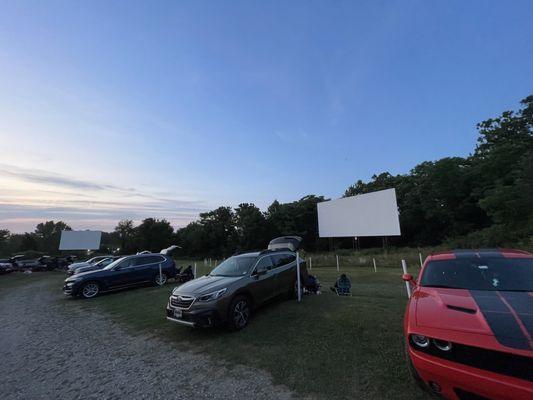 Parking spots in front of the screens