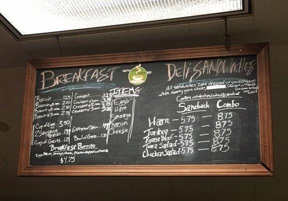 Breakfast menu