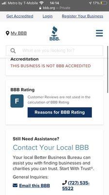 This is their BBB rating... not good