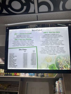 Example of the salad menu!