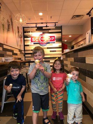 Cousins enjoy ice cream at The Scoop.