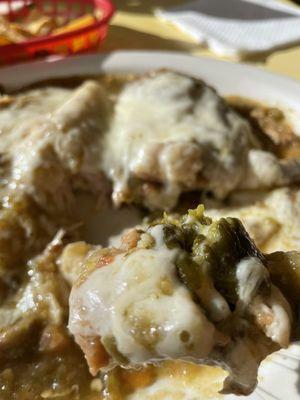 Inside of the chili Rellenos