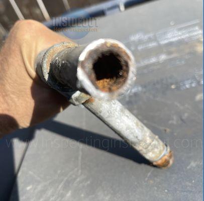 Galvanized piping tends to corrode from the inside out. Overtime. This will reduce water flow. Galvanized drain pipes will start clogging.