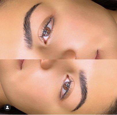 Micro bladed eyebrows with lamination