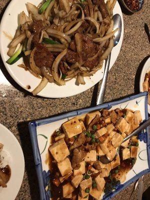 Mongolian beef and Mapo Tofu