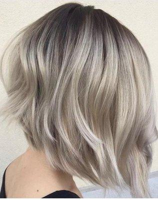 Platinum blond. #Ashbrown with a stylish short bob.