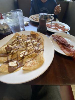 The Nutella crepes and bacon were amazing