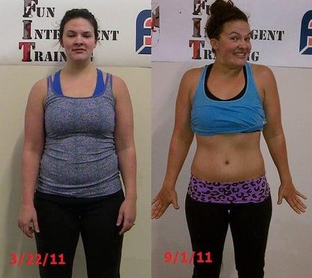 Mariah's total weight loss: 5lbs. That's what happens when you burn fat and build healthy muscle!