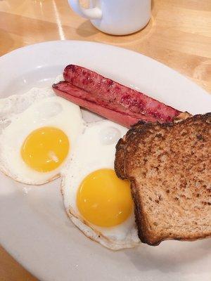 Kielbasa, eggs, rye toast