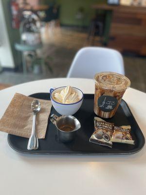 Affogato and dalgona candy latte